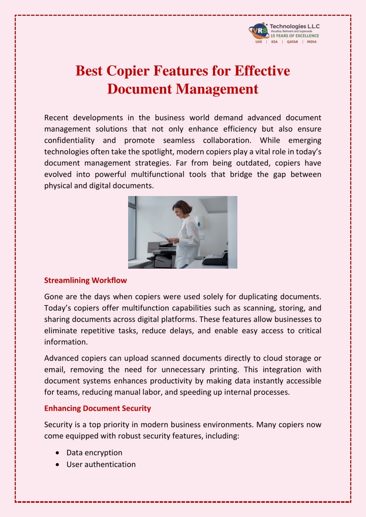 best copier features for effective document