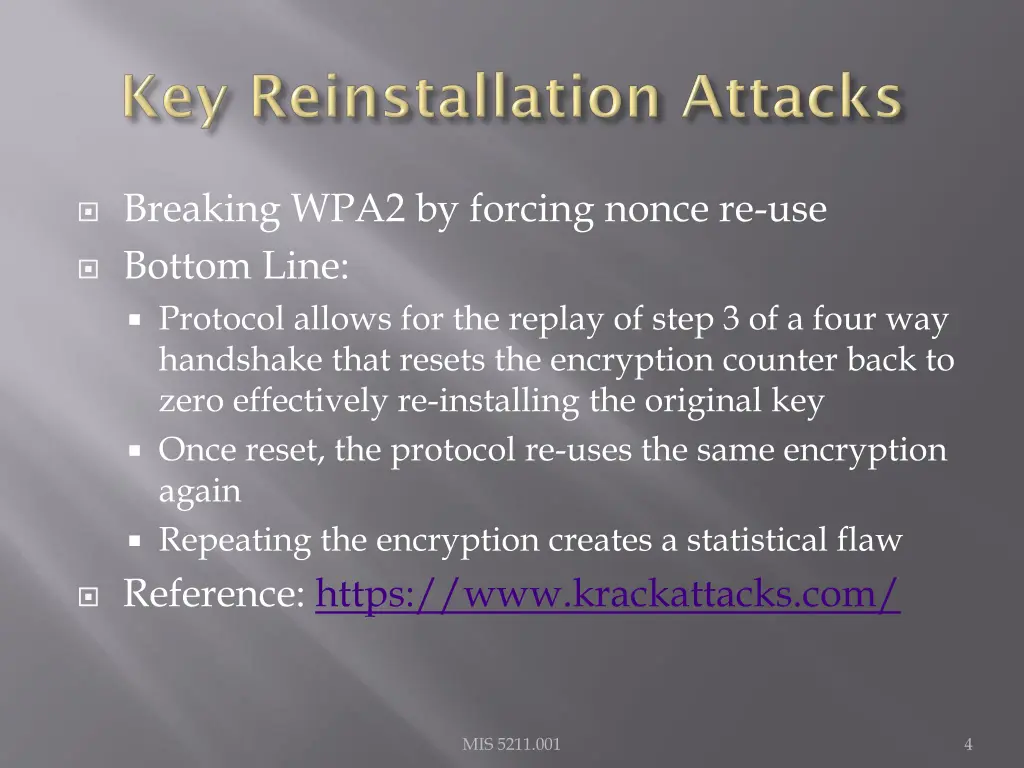 breaking wpa2 by forcing nonce re use bottom line