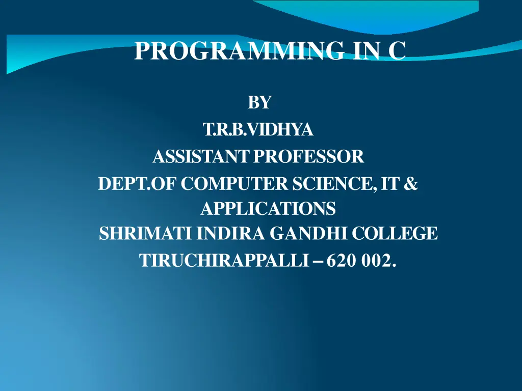 programming in c