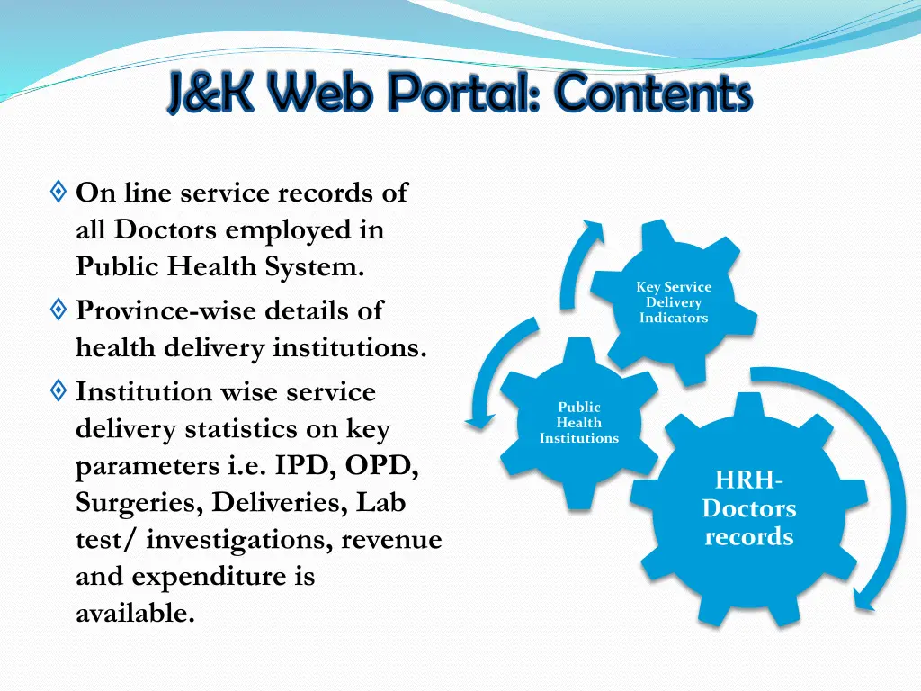j k web portal contents