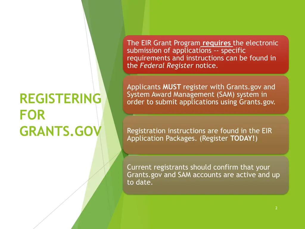 the eir grant program requires the electronic