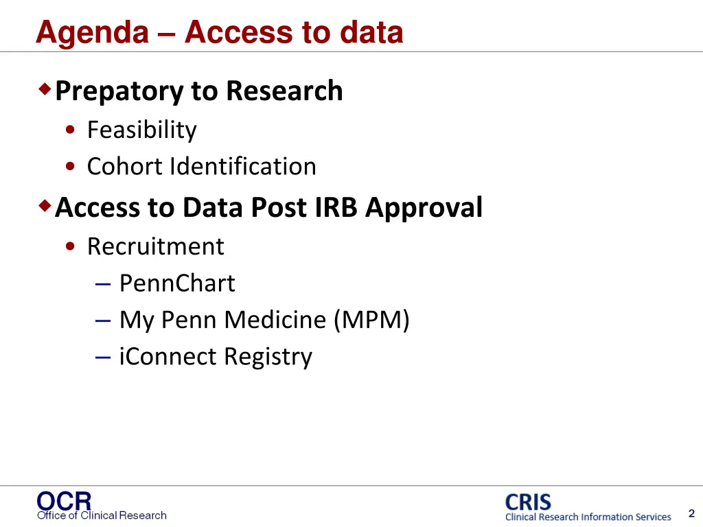 agenda access to data