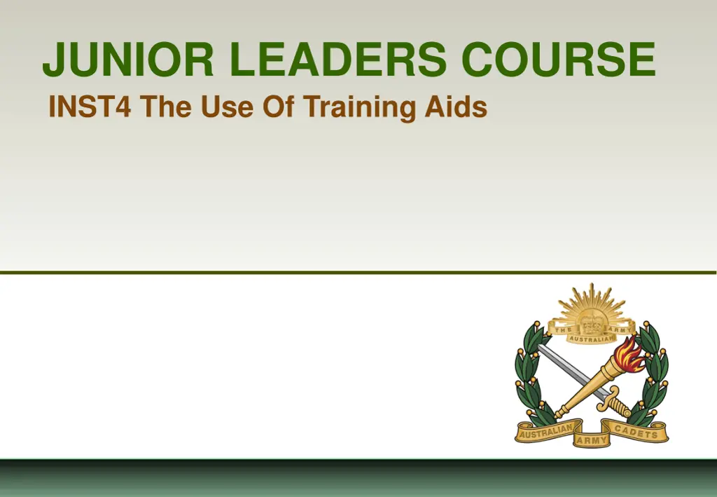 junior leaders course inst4 the use of training
