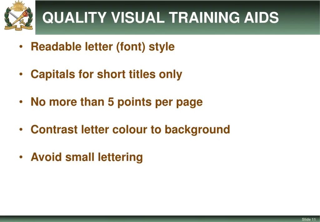 quality visual training aids