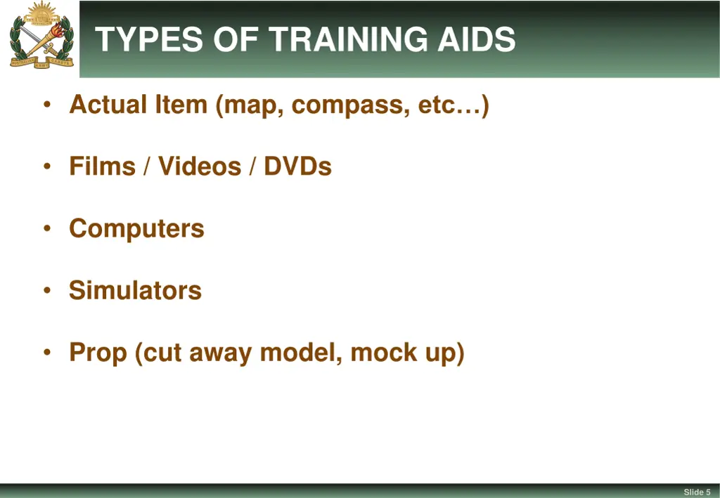 types of training aids 1