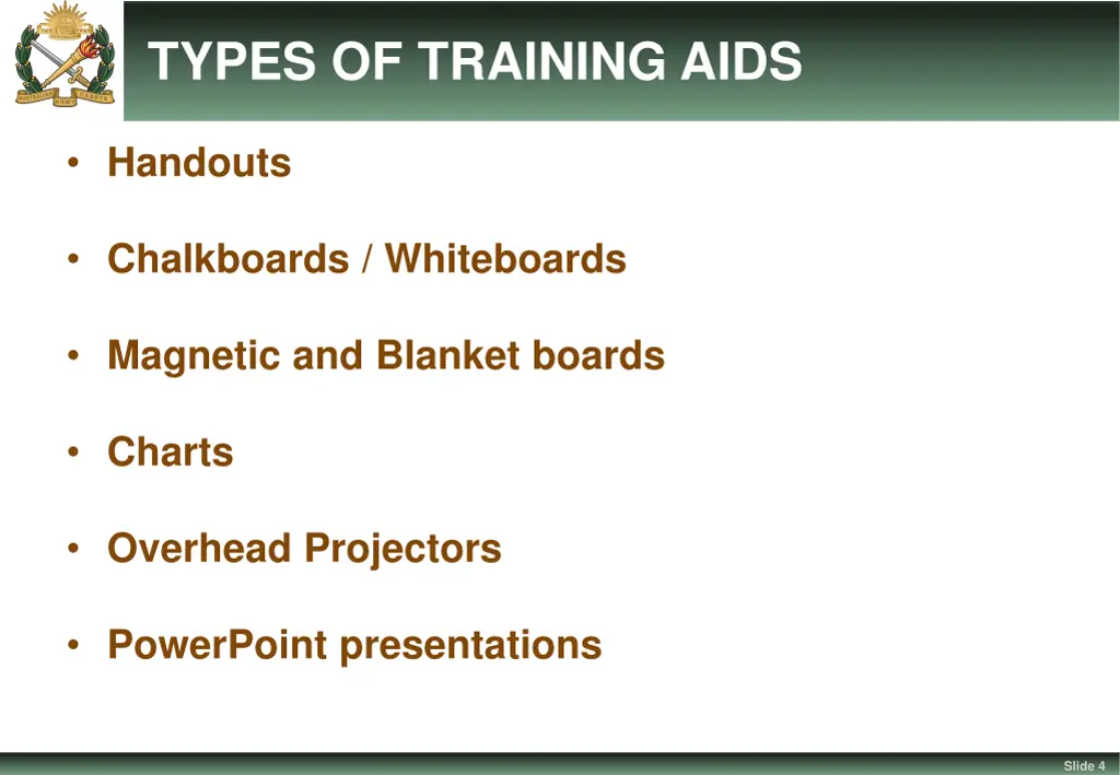 types of training aids
