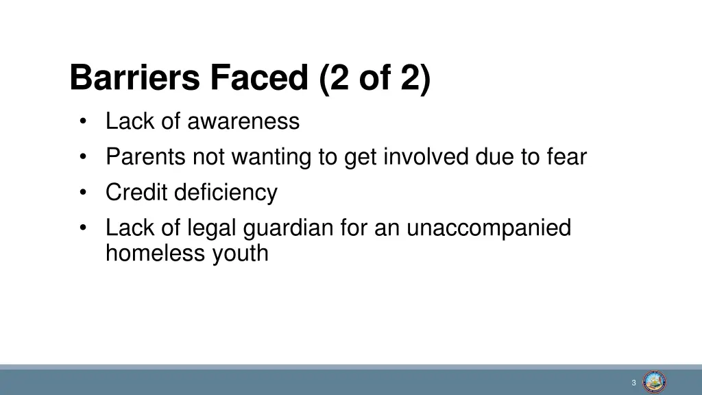 barriers faced 2 of 2 lack of awareness parents