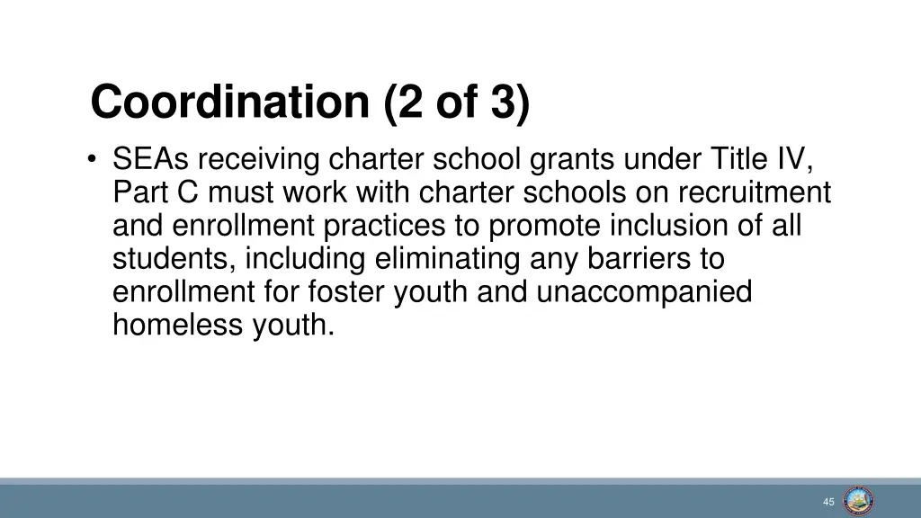 coordination 2 of 3 seas receiving charter school