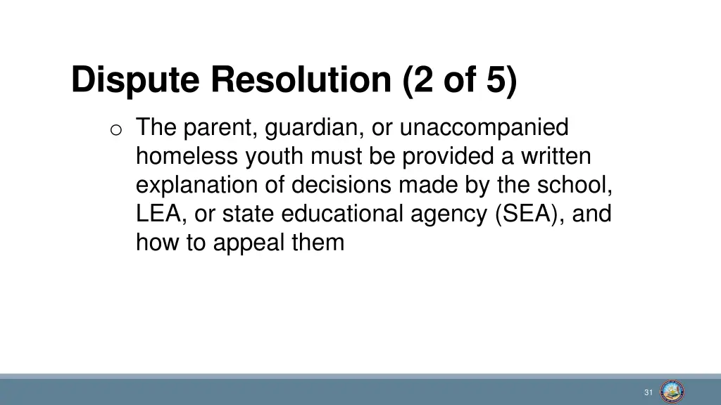 dispute resolution 2 of 5 o the parent guardian
