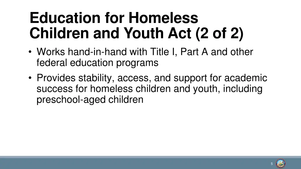 education for homeless children and youth 1