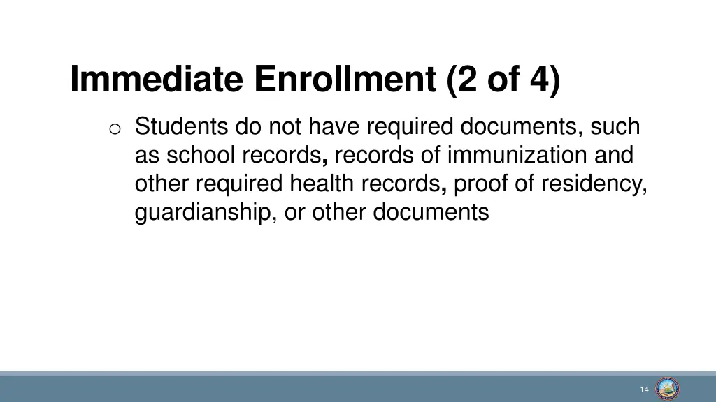 immediate enrollment 2 of 4 o students