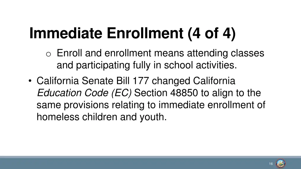 immediate enrollment 4 of 4 o enroll