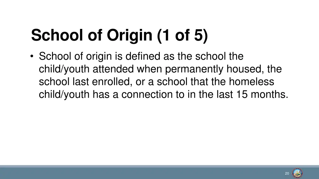 school of origin 1 of 5 school of origin