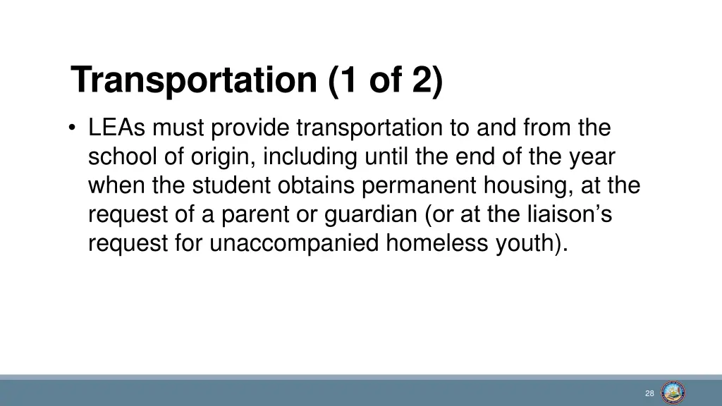 transportation 1 of 2 leas must provide