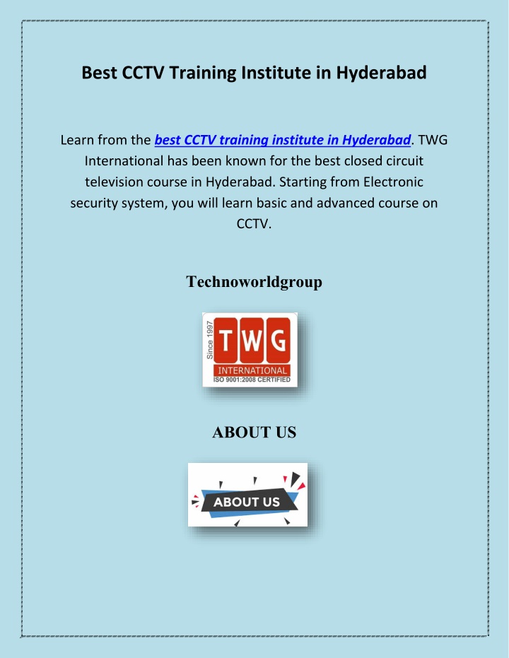 best cctv training institute in hyderabad