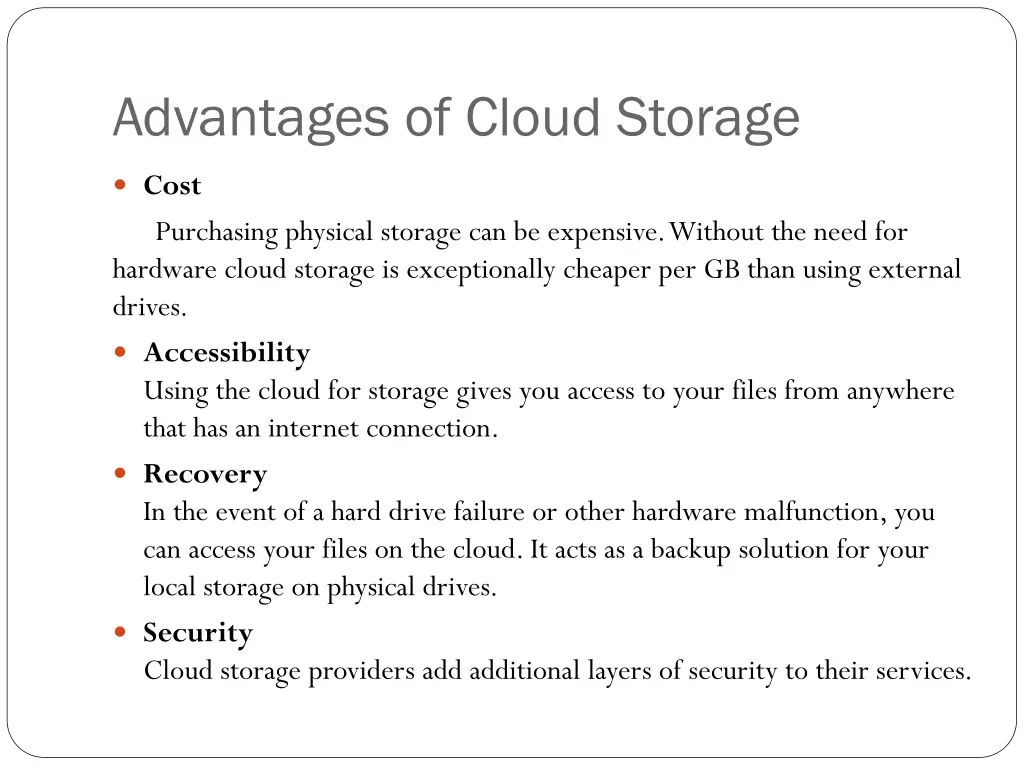 advantages of cloud storage