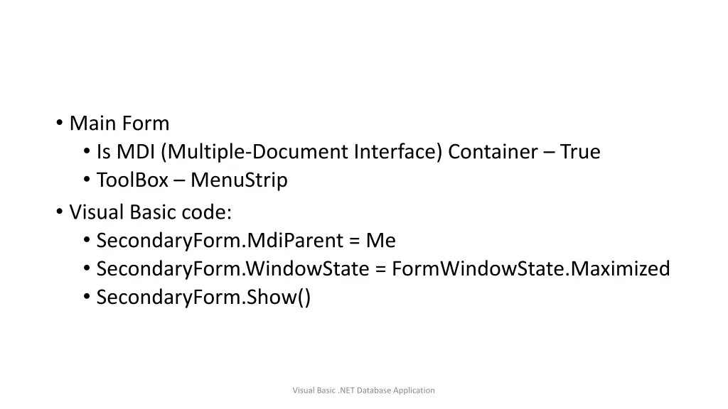 main form is mdi multiple document interface
