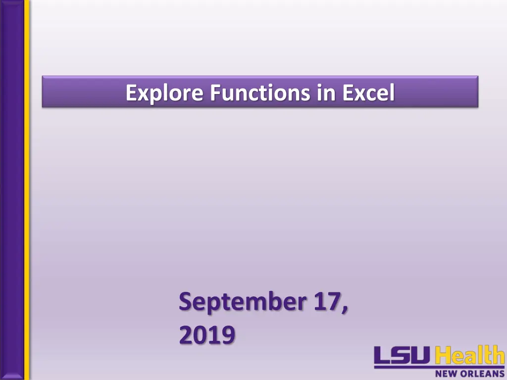 explore functions in excel