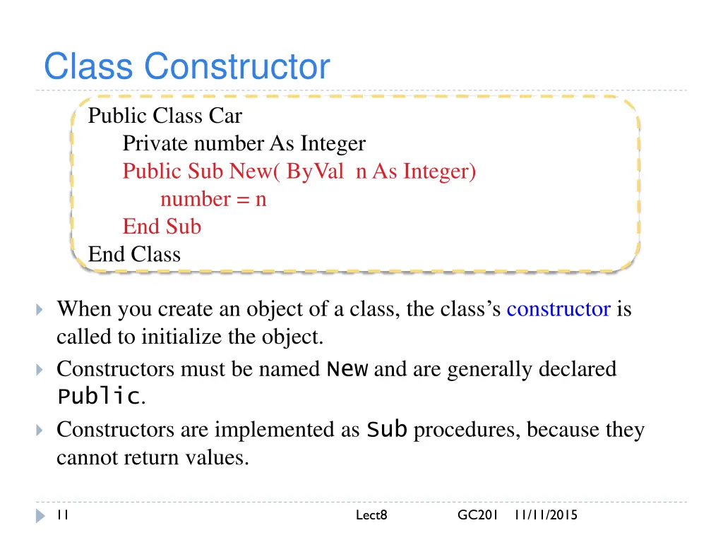 class constructor