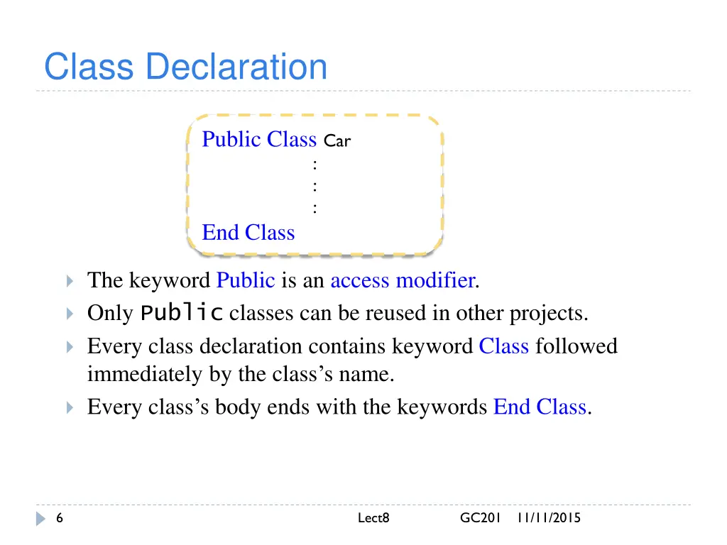 class declaration