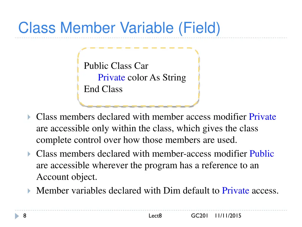 class member variable field