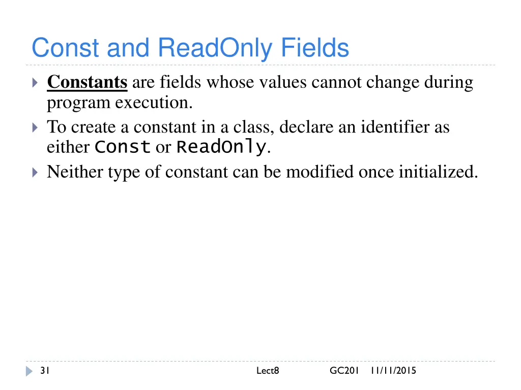 const and readonly fields