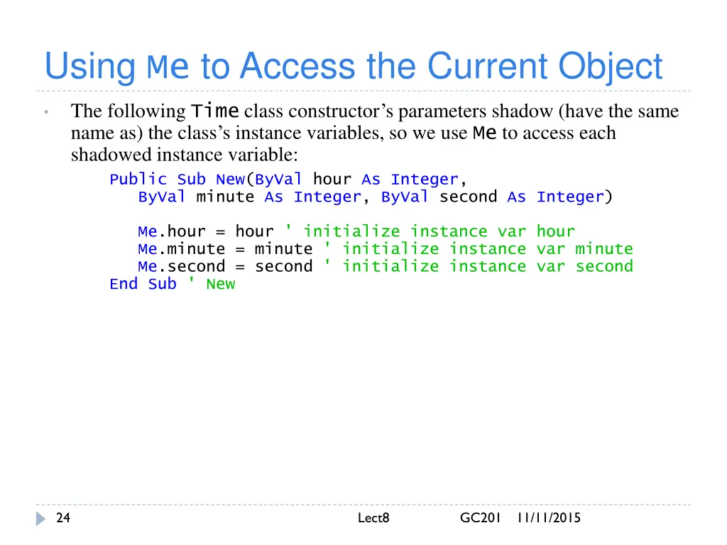 using me to access the current object 2