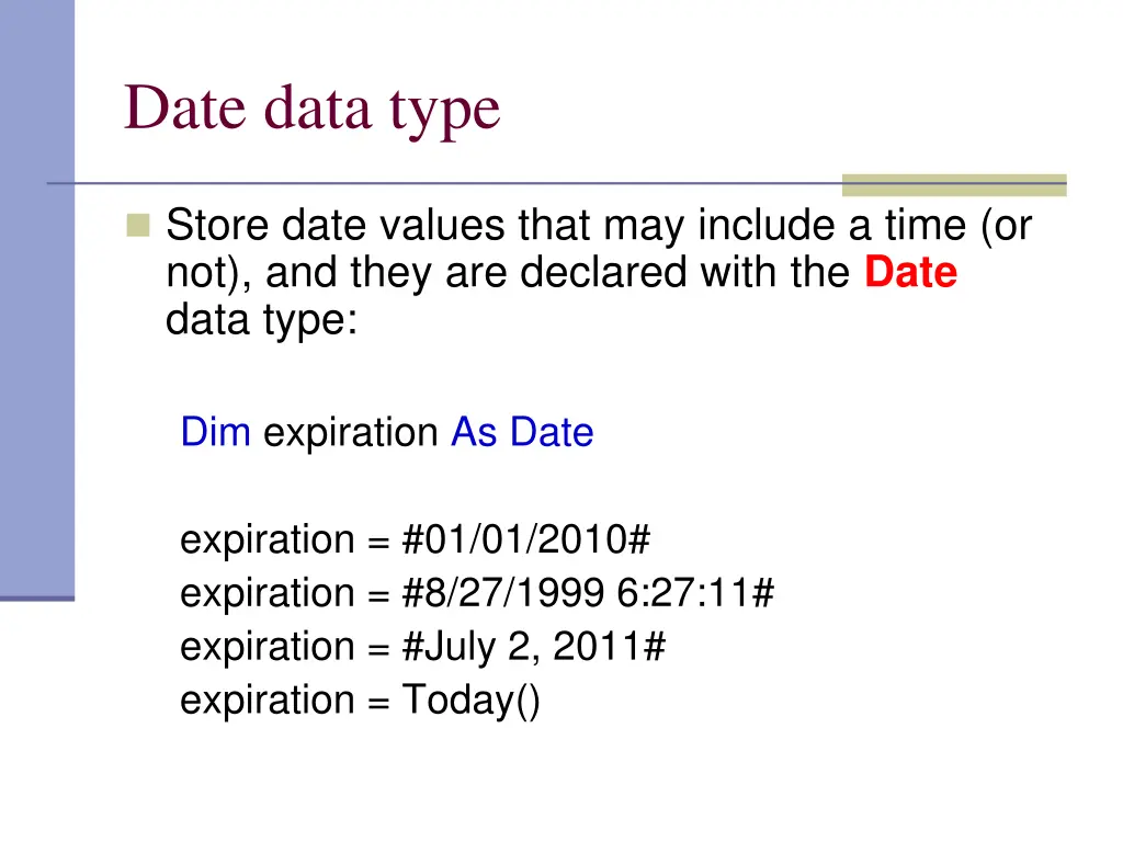 date data type
