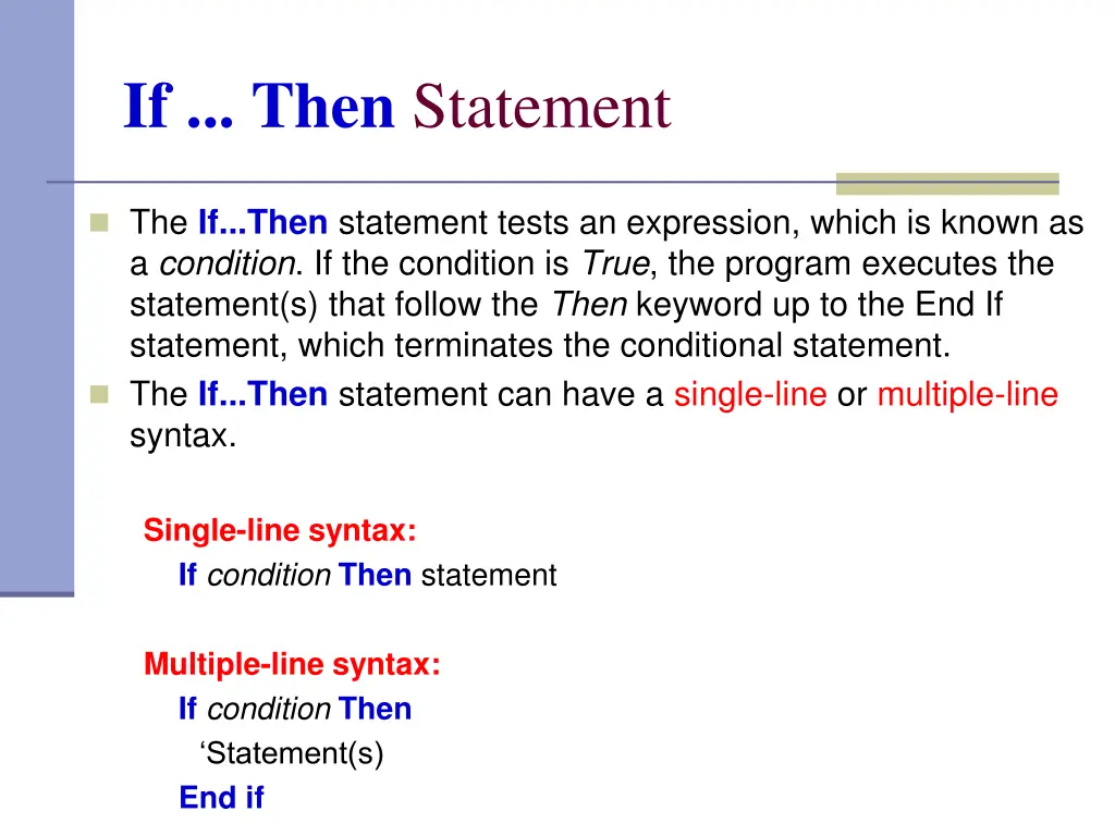 if then statement
