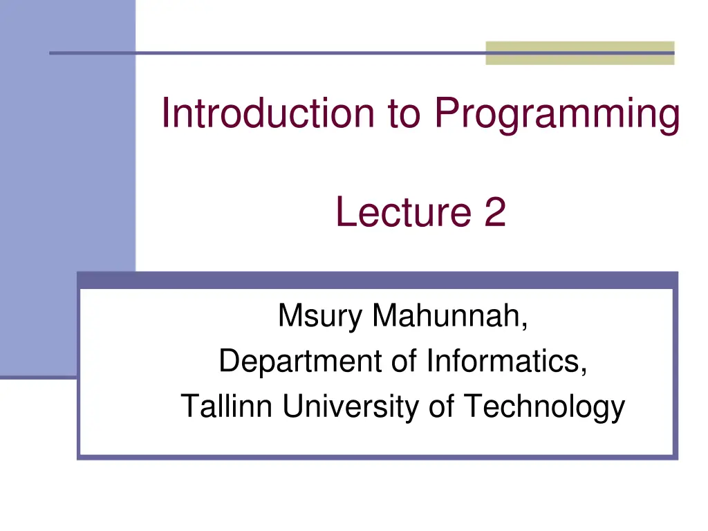 introduction to programming