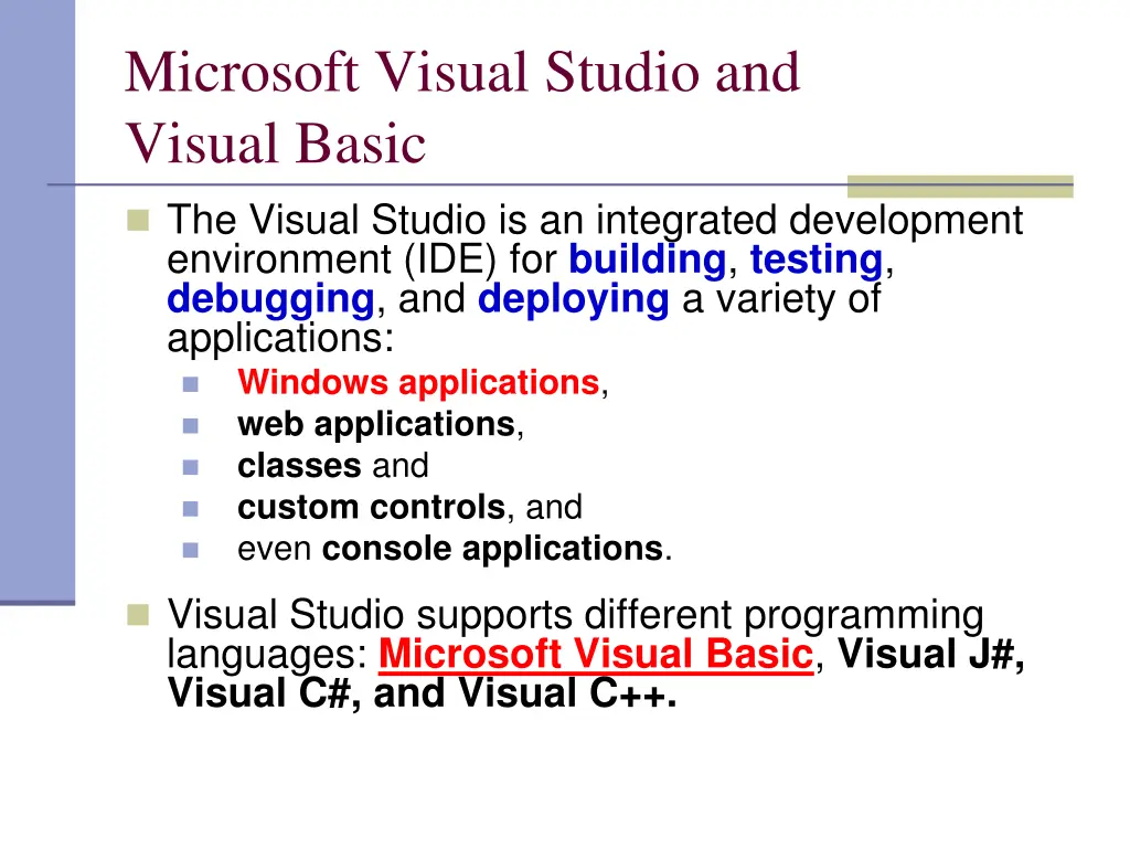 microsoft visual studio and visual basic