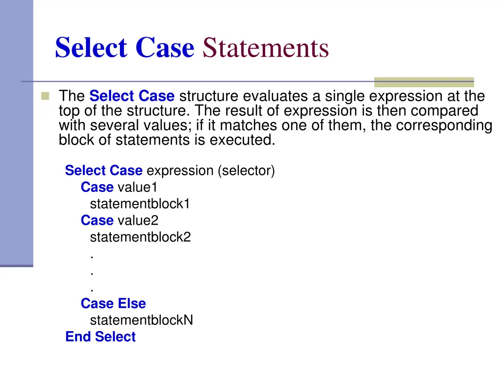 select case statements