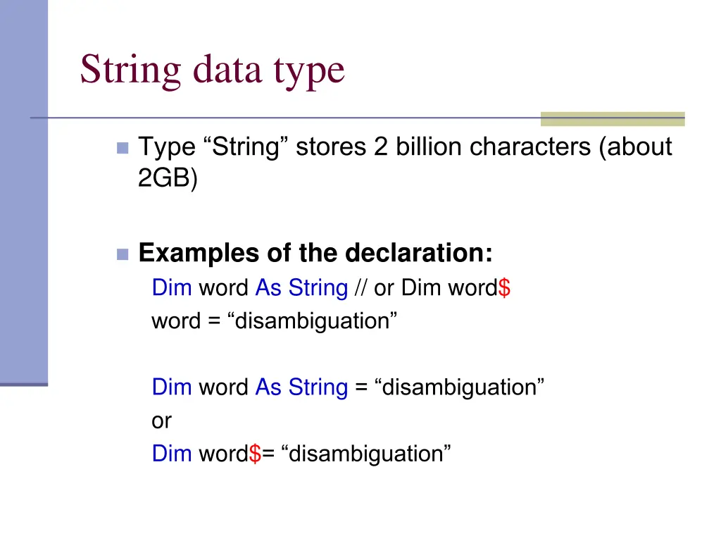 string data type