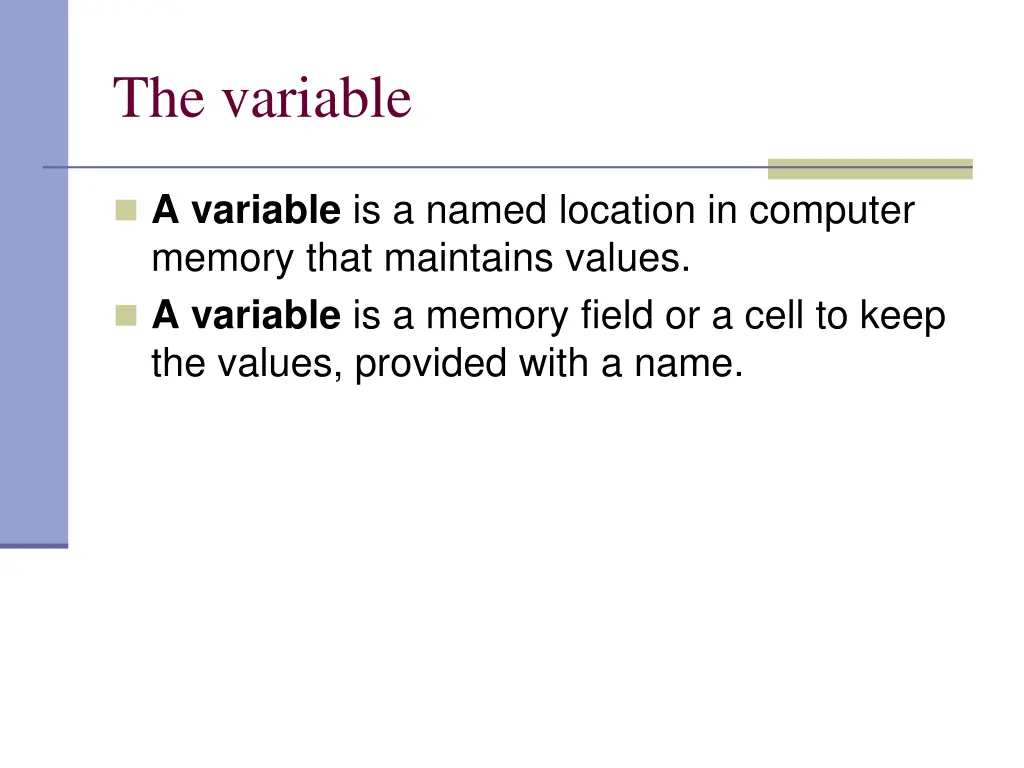 the variable