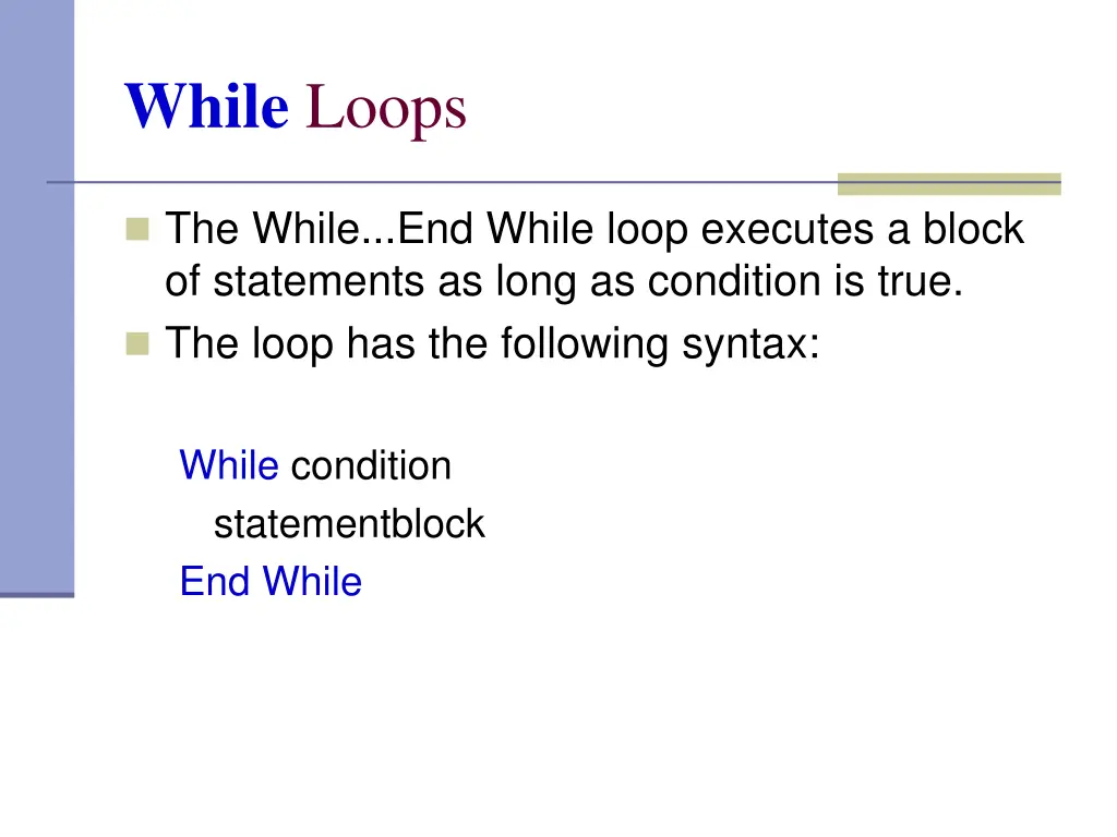 while loops