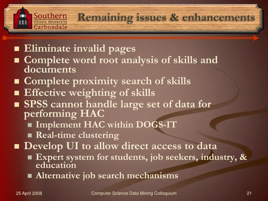 remaining issues enhancements