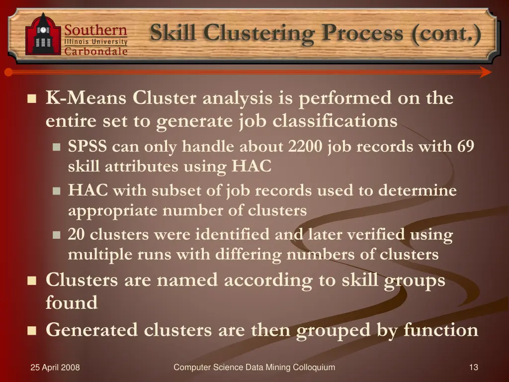 skill clustering process cont