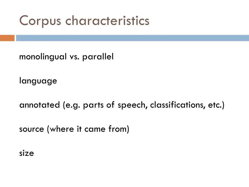 corpus characteristics 1