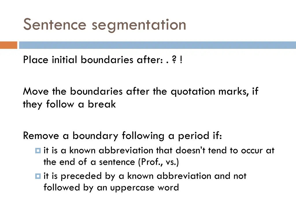 sentence segmentation