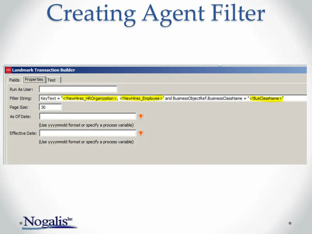 creating agent filter
