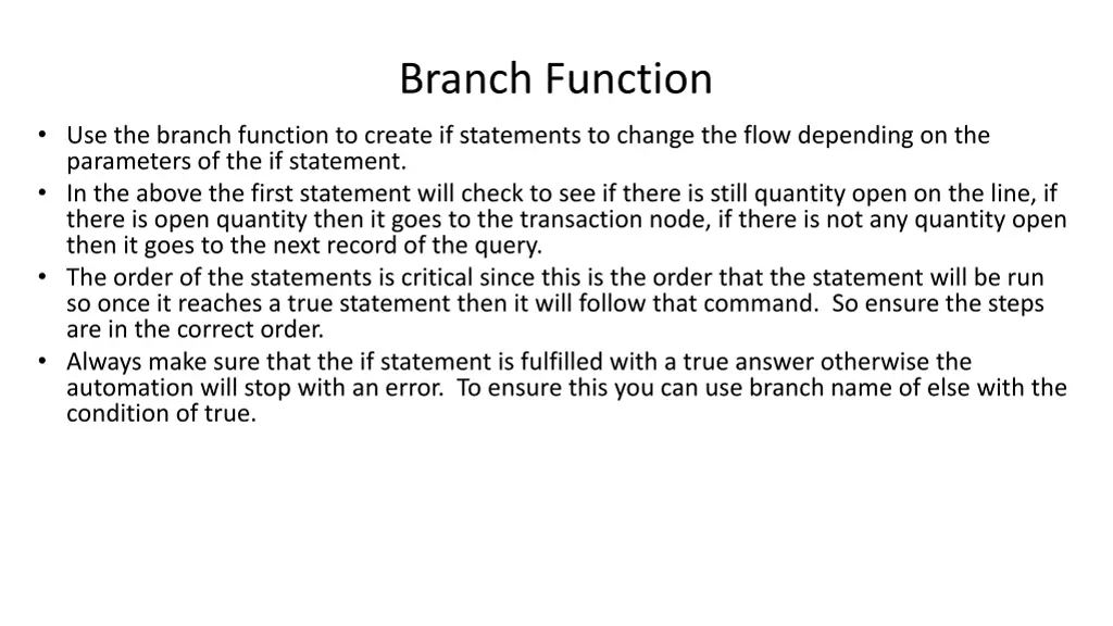 branch function 1
