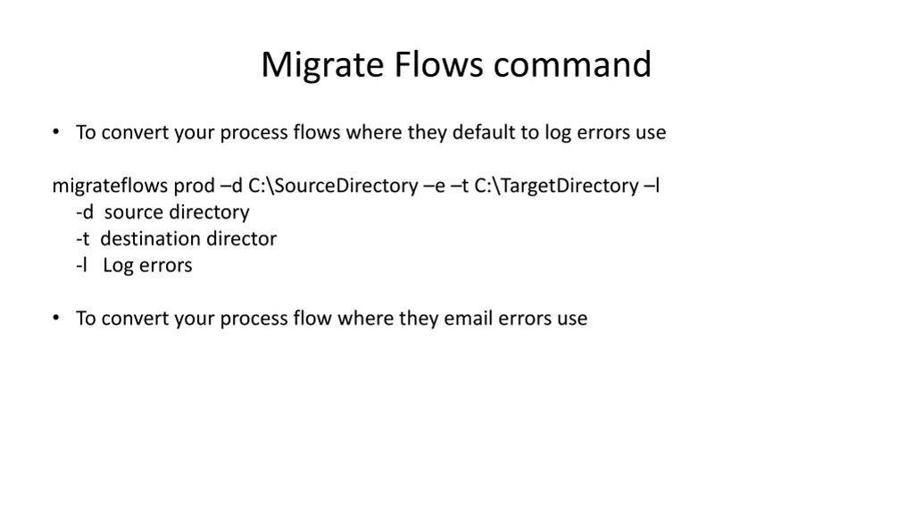 migrate flows command