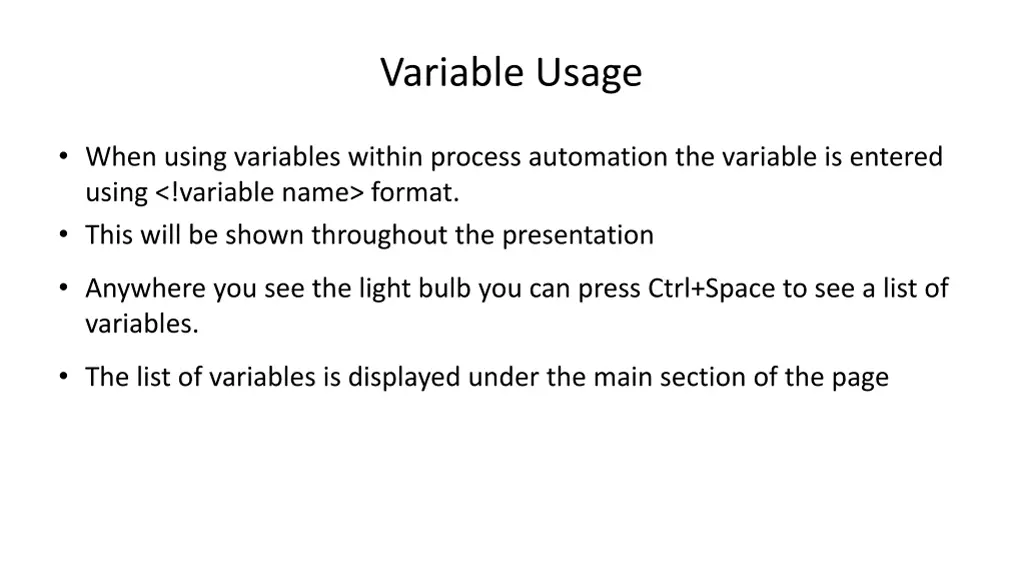variable usage