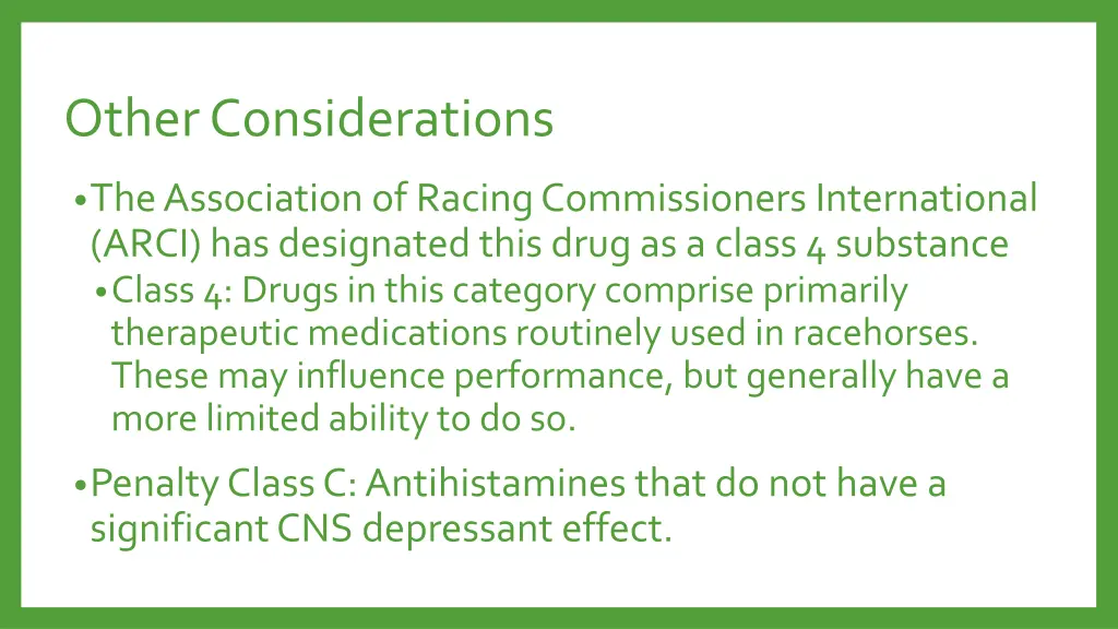 other considerations