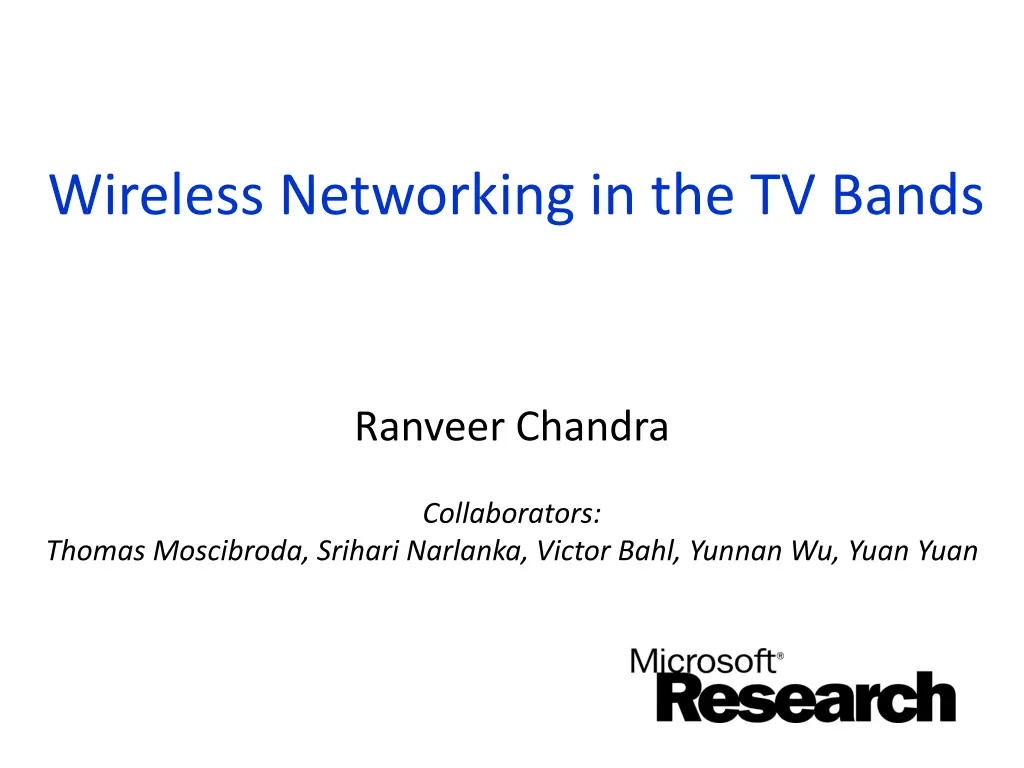 wireless networking in the tv bands