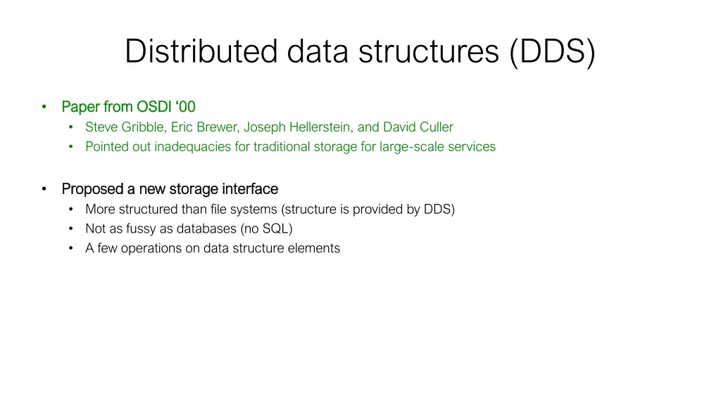 distributed data structures dds