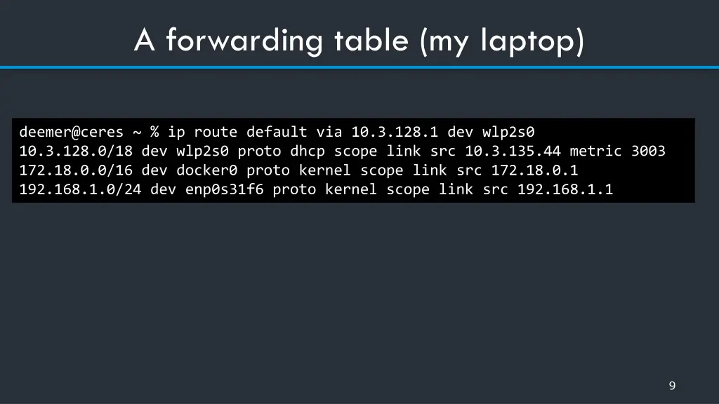 a forwarding table my laptop