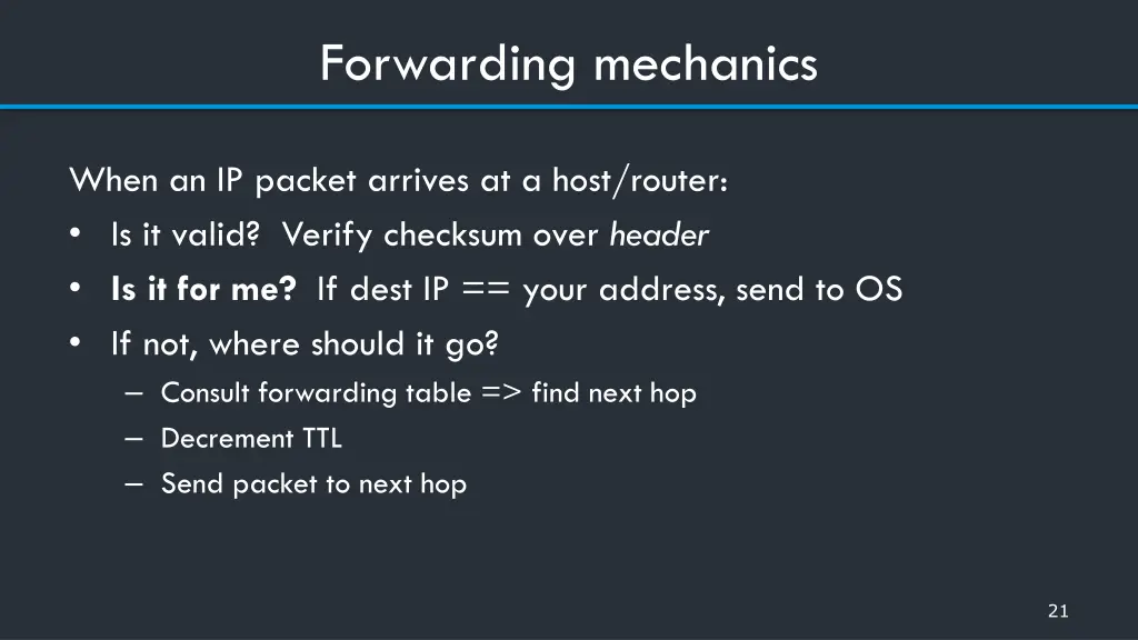 forwarding mechanics