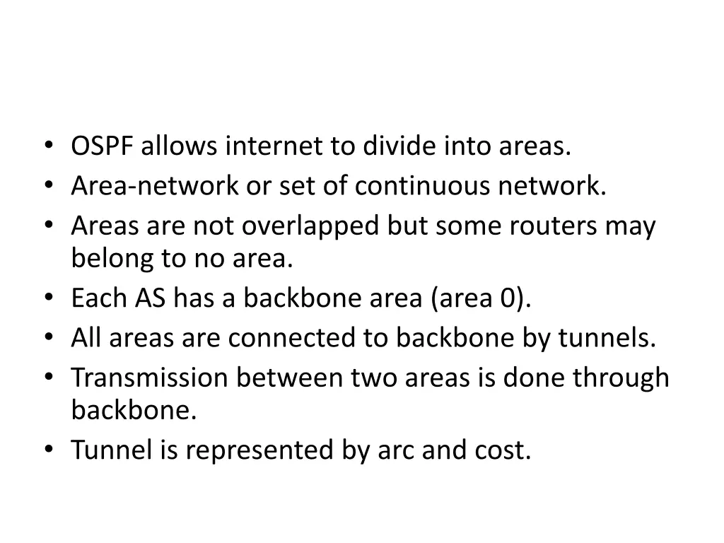 ospf allows internet to divide into areas area