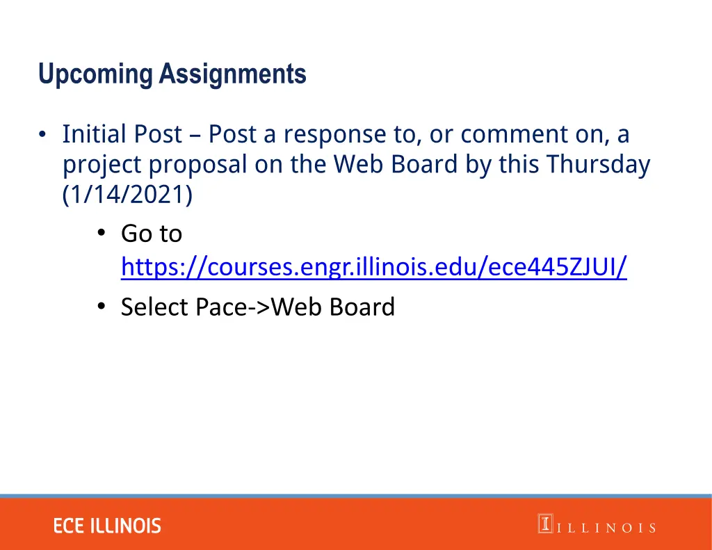 upcoming assignments